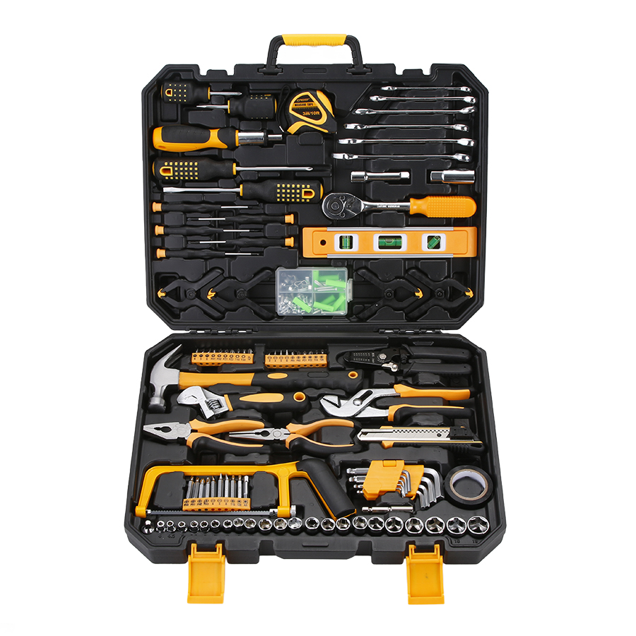 168Piece Multi-Function Household Tool Box Set Complete Portable Carbon Steel Wrenches Hand Pliers OEM Customizable 1 Piece Hard
