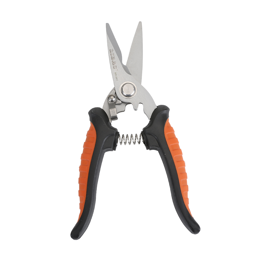 High Quality TRP Handle Electrician Scissors Multi-Purpose Cutting Shearing with Smooth Stainless Steel DIY Grade Sharp Tip