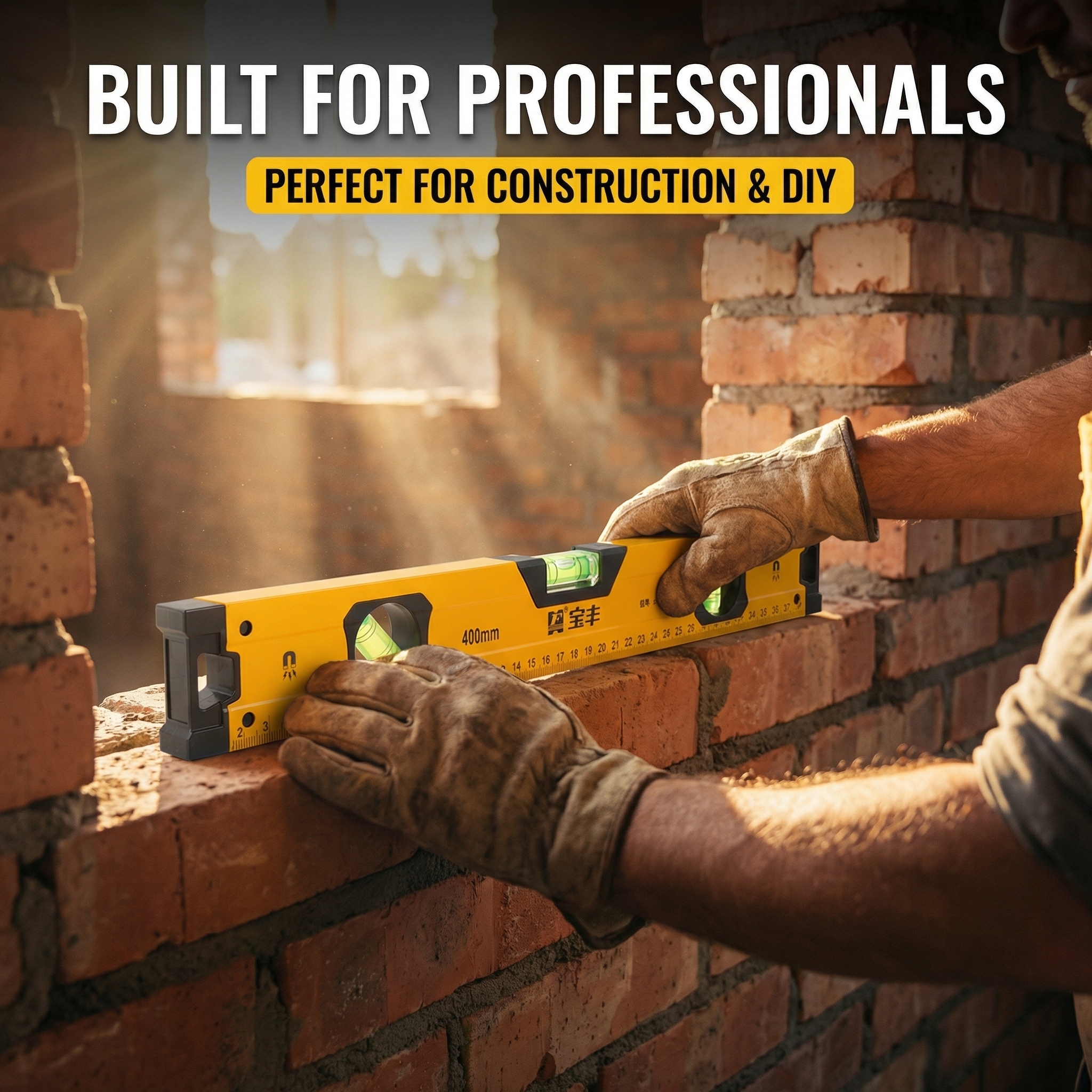 Industrial-Grade 400mm Spirit Level with +/-10mm Accuracy 4-Point Magnet 360 Emission Angle Tile Thickness 0.5mm