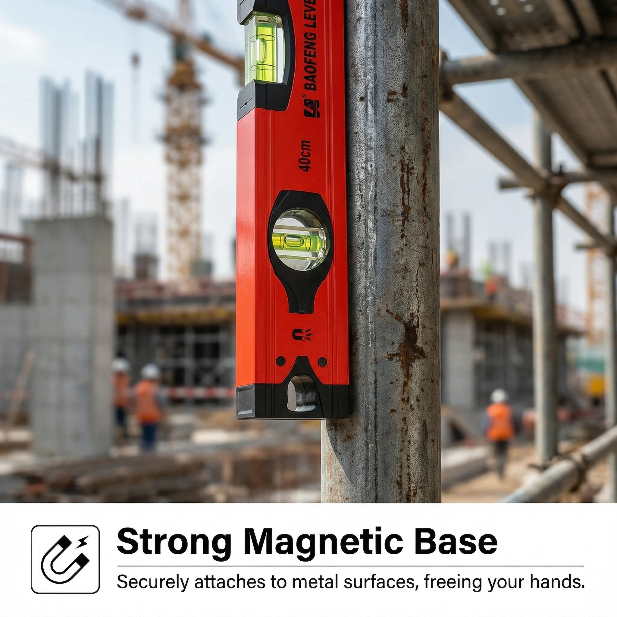 Industrial-Grade Aluminium 400mm Spirit Level 10mm Accuracy 4-Point Magnet 360 Emission Angle Tile Thickness Measurement